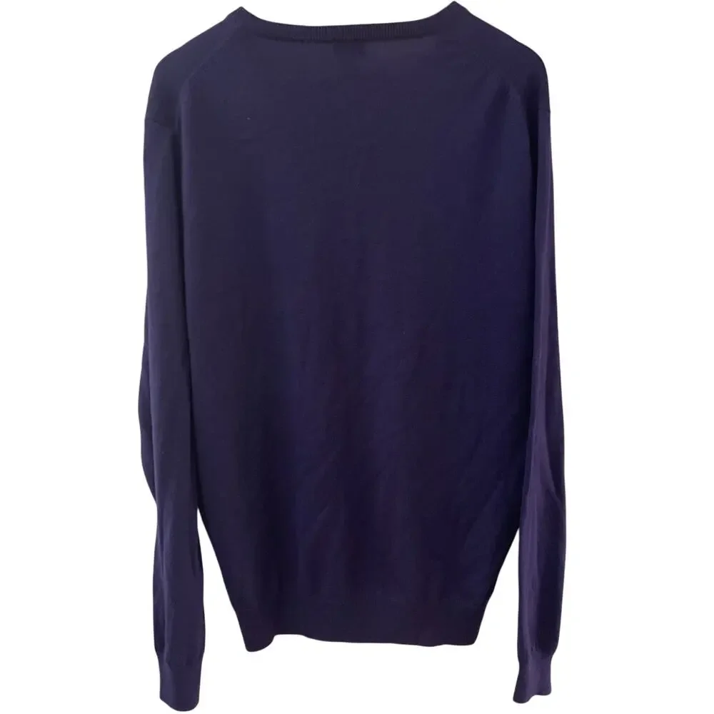 J. Crew Slim Luxe 100% Merino Wool V-Neck Deep Purple Sweater Size‎ XL